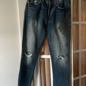 Free People Distressed Studded Jeans